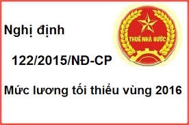 Nghị định 122 năm 2015 về mức lương tôi thiểu vùng 2016